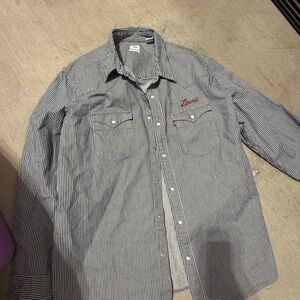 Levi’s Striped Blue and White Button-Up Shirt